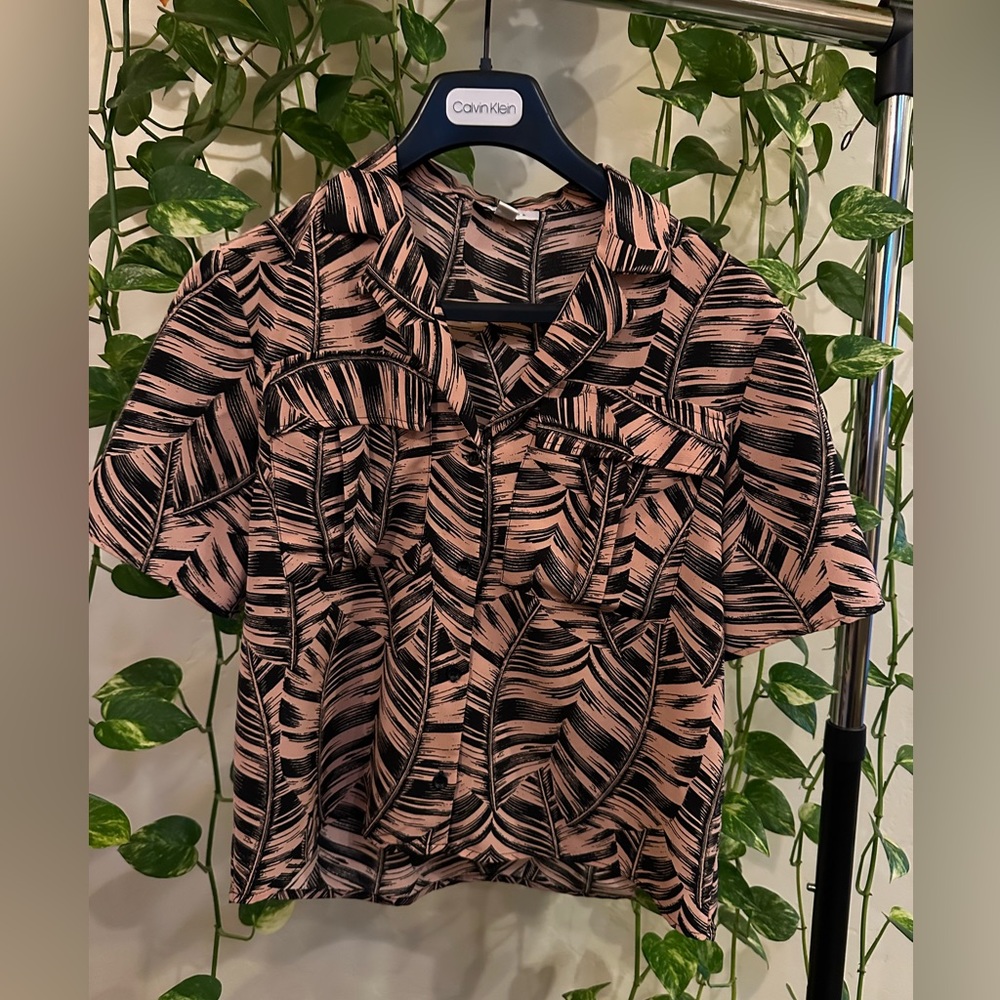 Topshop tropical button up tee